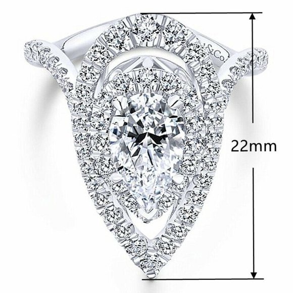 *New 925 Silver Pear Cut Diamond Ring, cute Ring, shiny Ring. - Picture 3 of 4